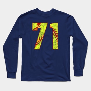 Fastpitch Softball Number 71 #71 Softball Shirt Jersey Uniform Favorite Player Biggest Fan Long Sleeve T-Shirt